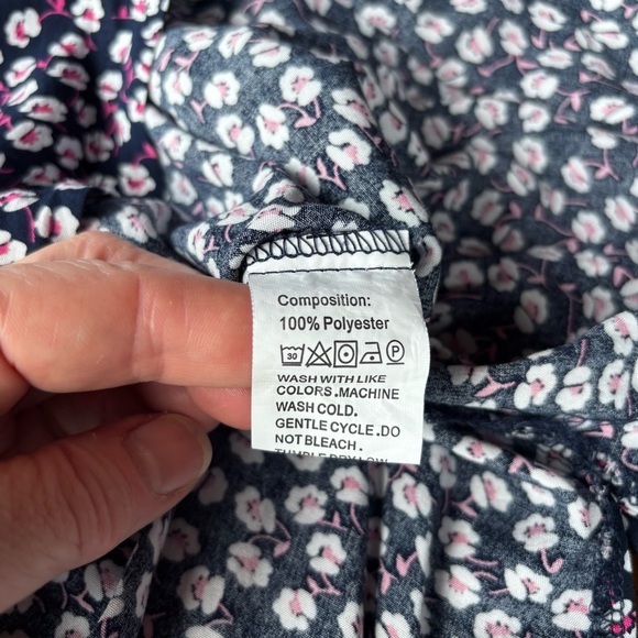 Chic Navy Blue, Pink and White Floral Midi Dress - Picture 5 of 7